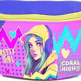 Coral High 11553 Kids Lavanta Turkuaz Kulaklıklı Kız Desenli Bel Çantası