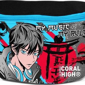 Coral High 11558 Kids Siyah Mavi Anime Desenli Bel Çantası