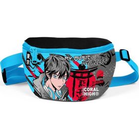 Coral High 11558 Kids Siyah Mavi Anime Desenli Bel Çantası