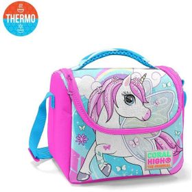 Coral High 11711 Kids Mavi Neon Pembe Unicorn Desenli Thermo Beslenme Çantası