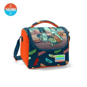 Coral High 11723 Kids Çivit Neon Turuncu Kaykay Desenli Thermo Beslenme Çantası