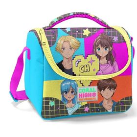 Coral High 11737 Kids Gri Mavi Pembe Anime Desenli Thermo Beslenme Çantası