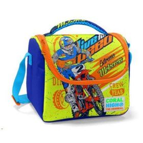 Coral High 11742 Kids Fosforlu Sarı Saks Motorsiklet Desenli Thermo Beslenme Çantası