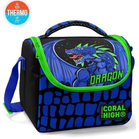 Coral High 11866 Kids Siyah Saks Ejderha Desenli Thermo Beslenme Çantası