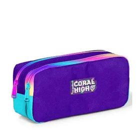 Coral High 12072 Kids Mor Rainbow Fermuarlı İki Bölmeli Kalem Çantası