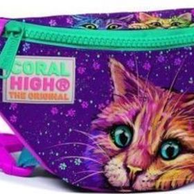 Coral High 12604 Kids Mor Pembe Kedi Deseneli Bel Çantası