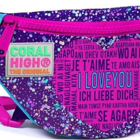 Coral High 12612 Kids Mor Mavi Pembe Kalp Desenli Bel Çantası