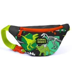 Coral High 12630 Kids Gri Yeşil Dinozor Desenli Bel Çantası