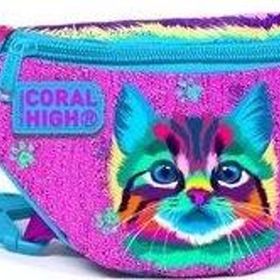 Coral High 12632 Kids Mor Pembe Kedi Desenli Bel Çantası