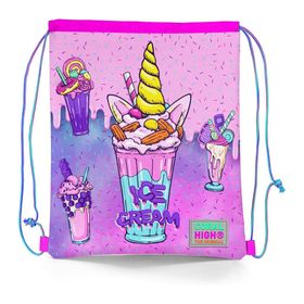 Coral High 12644 Kids Pembe Mor Milkshake Dondurma Desenli İpli Büzgülü Sırt Çantası