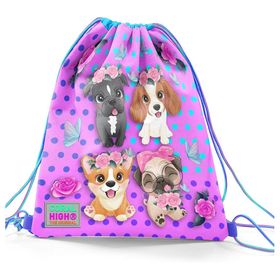 Coral High 12645 Kids Pembe Köpek Desenli İpli Büzgülü Sırt Çantası