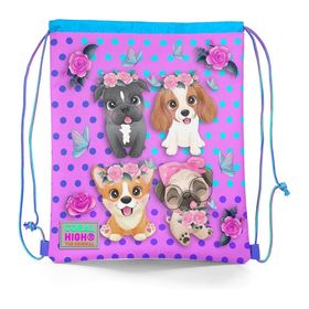 Coral High 12645 Kids Pembe Köpek Desenli İpli Büzgülü Sırt Çantası