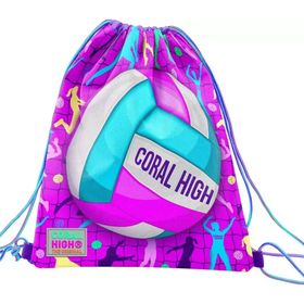 Coral High 12649 Kids Pembe Mor Voleybol Desenli İpli Büzgülü Sırt Çantası