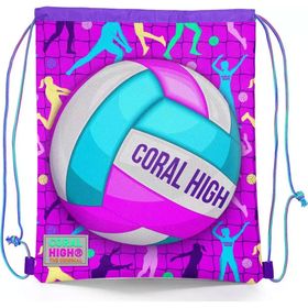 Coral High 12649 Kids Pembe Mor Voleybol Desenli İpli Büzgülü Sırt Çantası