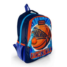 Coral High 14405 Kids Lacivert Mavi Basketbol Desenli Üç Bölmeli Okul Çantası
