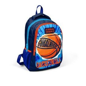 Coral High 14405 Kids Lacivert Mavi Basketbol Desenli Üç Bölmeli Okul Çantası