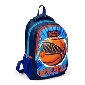 Coral High 14405 Kids Lacivert Mavi Basketbol Desenli Üç Bölmeli Okul Çantası