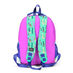 Coral High 14410 Kids Su Yeşili Açık Pembe Monogram Desenli Üç Bölmeli Okul Sırt Çantası