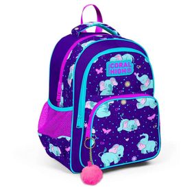Coral High 14411 Kids Mor Pembe Fil Desenli Üç Bölmeli Okul Sırt Çantası