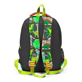 Coral High 14419 Kids Gri Yeşil Renk Dinozor Desenli Üç Bölmeli Okul Sırt Çantası