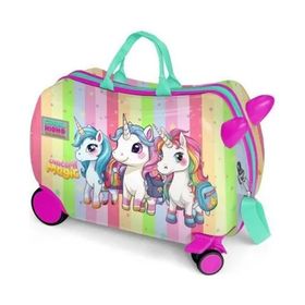 Coral High 16355 Kids Renkli Unicorn Desenli Otur-Çek Çocuk Valizi