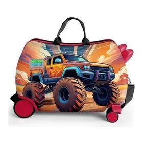 Coral High 16365 Kids Turuncu High Wheels Truck Desenli Otur-Çek Çocuk Valizi
