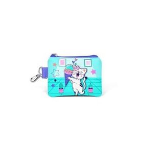 Coral High 21880 Kids Turkuaz Pembe Dondurmalı Kedi Desenli Para Çantası