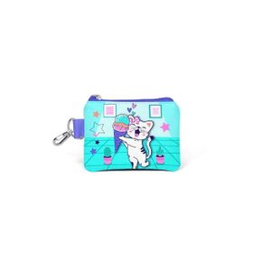 Coral High 21880 Kids Turkuaz Pembe Dondurmalı Kedi Desenli Para Çantası