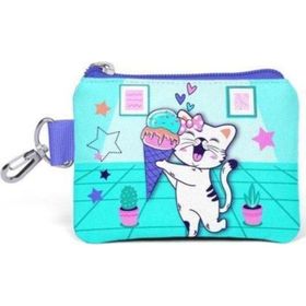 Coral High 21880 Kids Turkuaz Pembe Dondurmalı Kedi Desenli Para Çantası