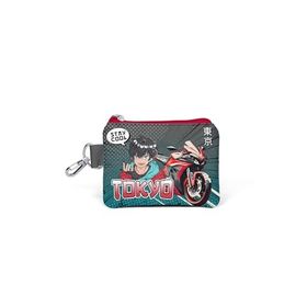 Coral High 21893 Kids Gri Nefti Anime Motorsiklet Desenli Bozuk Para Çantası