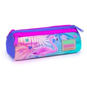 Coral High 22005 Kids Lavanta Pembe Flamingo Desenli Üç Bölmeli Kalem Çantası