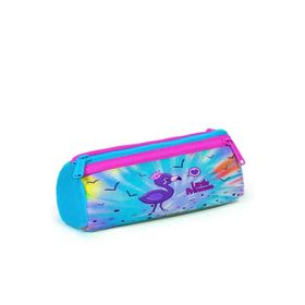 Coral High 22030 Kids Mavi Pembe Flamingo Desenli Üç Bölmeli Kalem Çantası