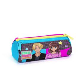 Coral High 22037 Kids Gri Mavi Pembe Anime Desenli Üç Bölmeli Kalem Çantası
