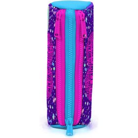 Coral High 22040 Kids Mor Mavi Pembe Kalp Desenli Üç Bölmeli Kalem Çantası