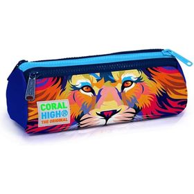 Coral High 22041 Kids Lacivert Saks Aslan Desenli Üç Bölmeli Kalem Çantası