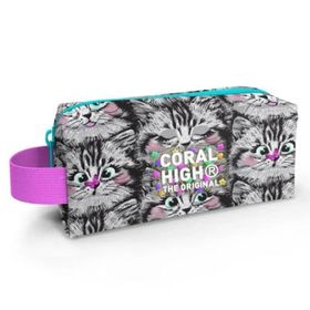 Coral High 22078 Kids Gri Kedi Desenli Kalem Çantası