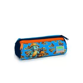 Coral High 22149 Kids Mavi Turuncu Dinozor Desenli 3 Bölmeli Kalem Çantası