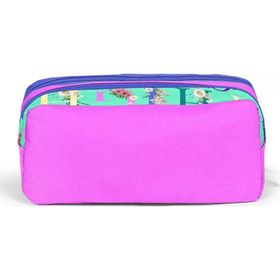 Coral High 22156 Kids Su Yeşili Açık Pembe Monogram Desenli İki Bölmeli Kalemlik