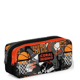 Coral High 22164 Kids Aiyah Gri Basketbol Desenli Iki Bölmeli Kalem Çantası