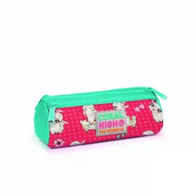 Coral High 22308 Kids Neon Mercan Su Yeşili Alpaka Desenli Üç Bölmeli Kalem Kalemlik