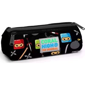 Coral High 22325 Kids Siyah Ninja Desenli Üç Bölmeli Kalemlik
