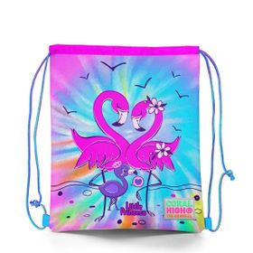 Coral High 22430 Mavi Pembe Flamingo Desenli Ipli, Büzgülü Sırt Okul Çantası