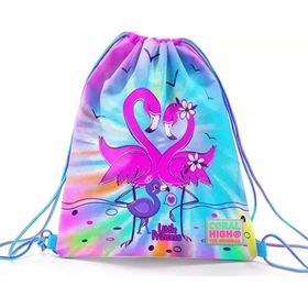 Coral High 22430 Mavi Pembe Flamingo Desenli Ipli, Büzgülü Sırt Okul Çantası