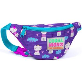 Coral High 22560 Kedi Desenli Mor Kız Çocuk Kids Bel Çantası