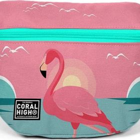 Coral High 22599 Su Yeşili Mercan Flamingo Desenli Bel Çantası