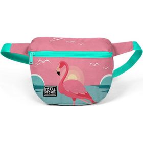 Coral High 22599 Su Yeşili Mercan Flamingo Desenli Bel Çantası
