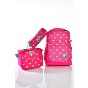 Coral High 23113 Kalp Desenli 3'lü Okul Çantası Seti