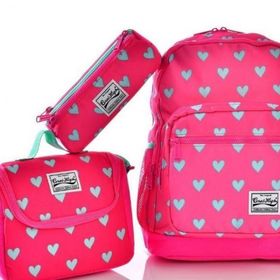 Coral High 23113 Kalp Desenli 3'lü Okul Çantası Seti