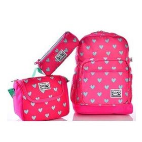 Coral High 23113 Kalp Desenli 3'lü Okul Çantası Seti