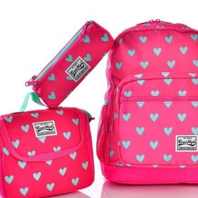 Coral High 23113 Kalp Desenli 3'lü Okul Çantası Seti